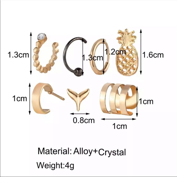 3/$30 NEW! Bohemian Earring Stud Set Pineapple Crystal Mermaid Tail Boho Dainty - Picture 4 of 4